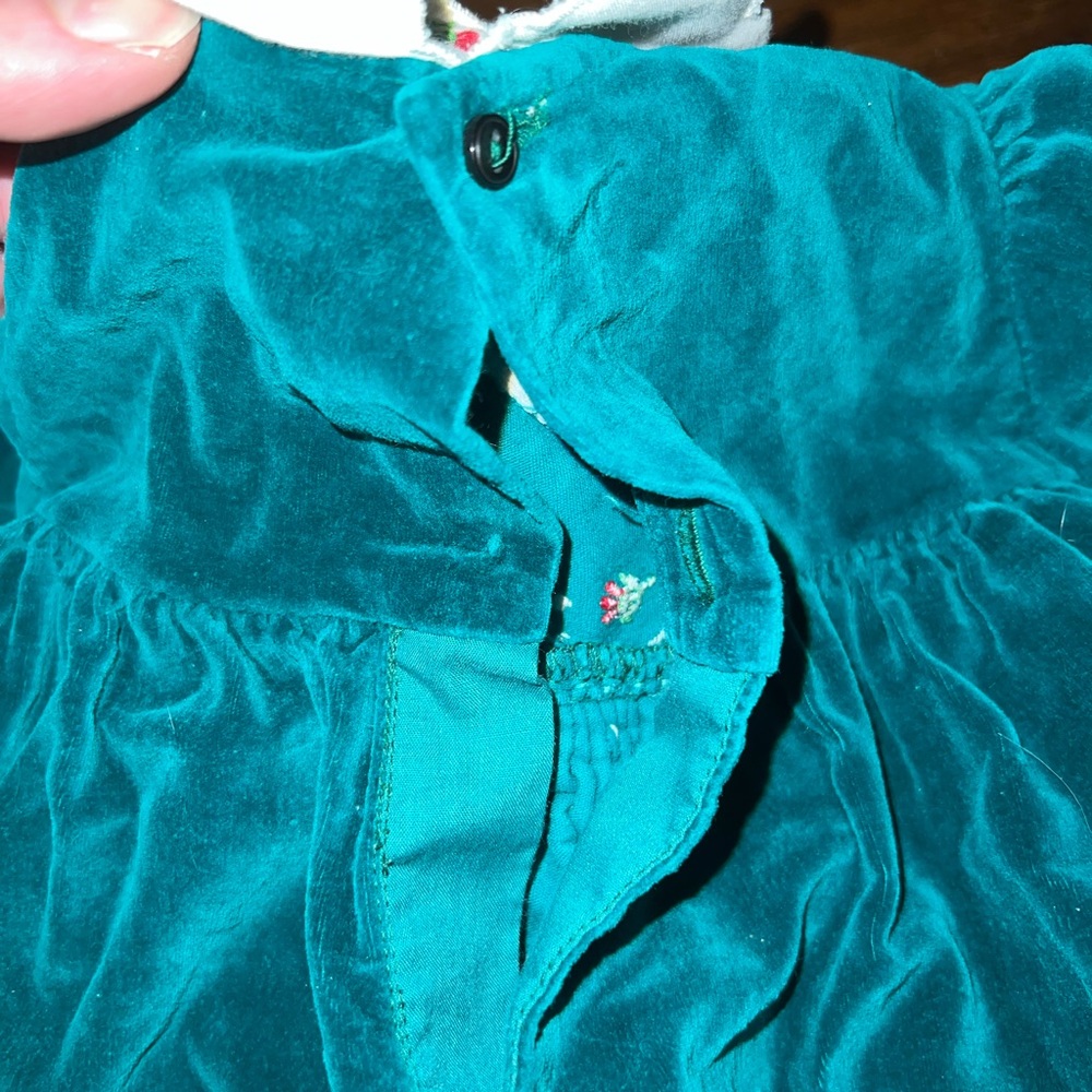 Vintage 90s Alison Scott Velvet Short Sleeve Dress With White Collar 9 Months - Picture 6 of 9
